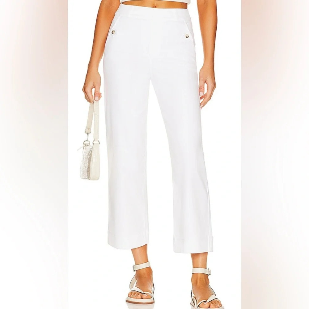SPANX Twill Cropped Wide Leg Pant Bright White Size Small